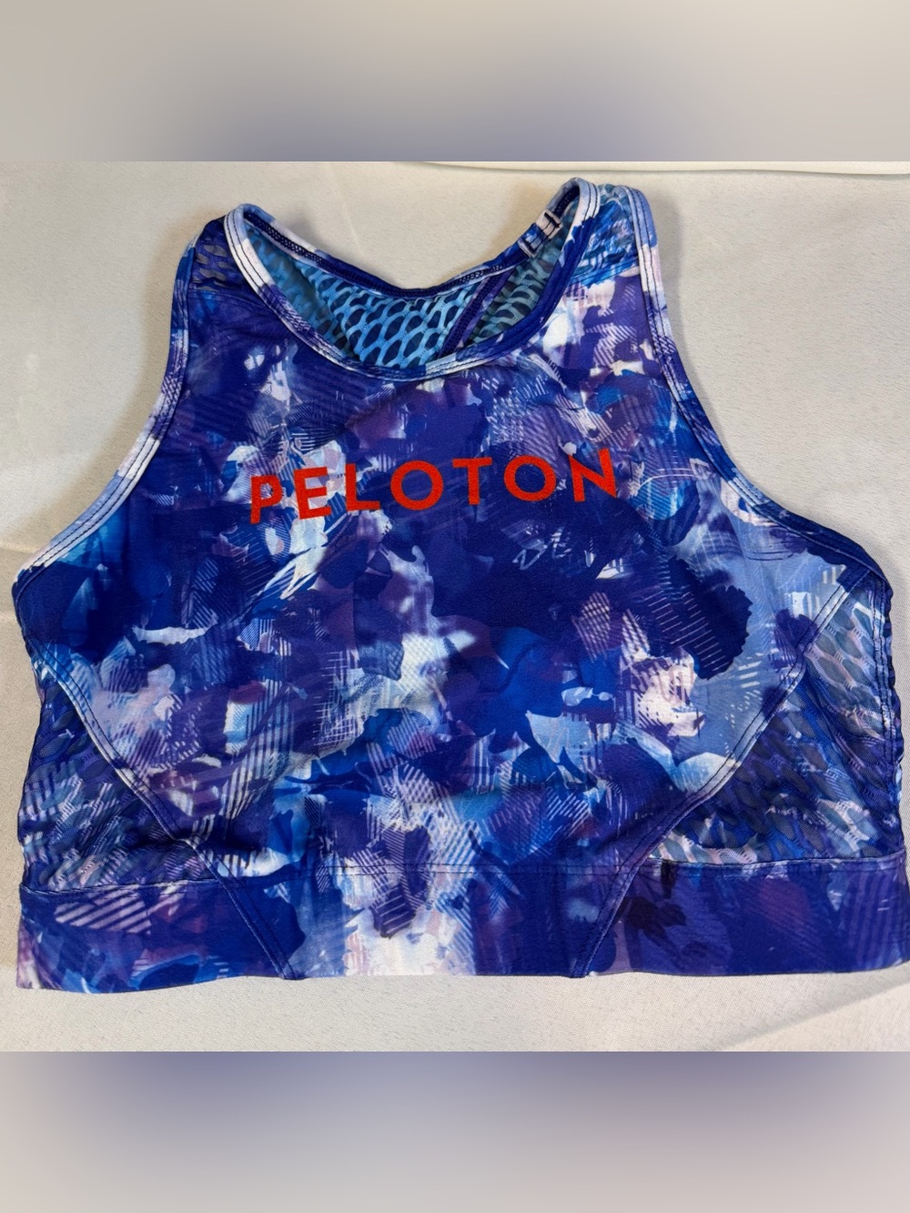 Peloton Blue Moves High Neck Multi-Print Activewear Sports Bra Women’s medium